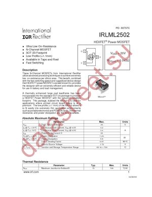 IRLML2502TR datasheet  